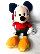 Disney Mickey Mouse Christmas Santa Plush Stuffed 10" Doll Hat Red Green Yellow