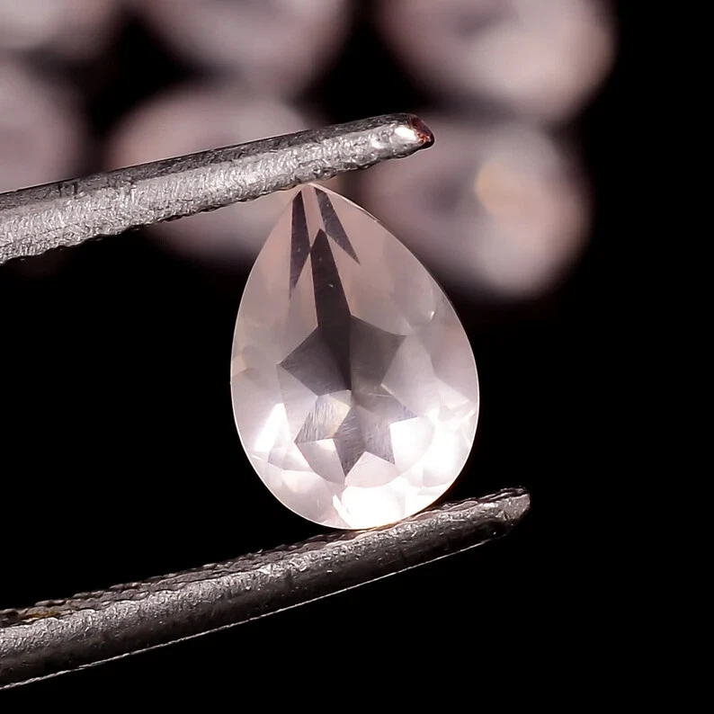 AAA Natural Rose Quartz 7x5mm Pear Shape Faceted Cut Loose Gemstone 10 Pcs Lot - Image 4 of 4