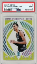 2023-24 Panini Phoenix Victor Wembanyama #16 Rookie Mystique Yellow/35 PSA 9Mint