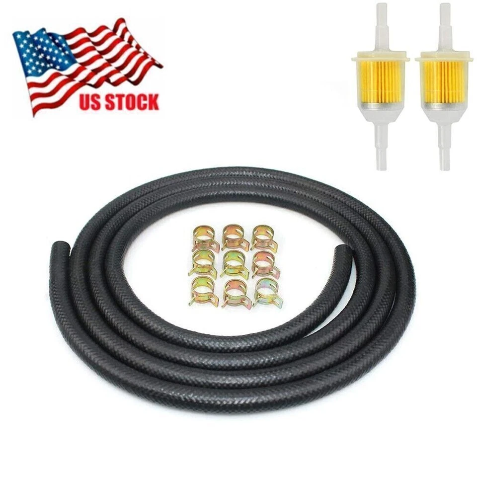 US STOCK 6 Pies 1/4" ID Motocicleta Gas Línea Tubería Manguera Abrazaderas Filtro Combustible Foto 3 de 4