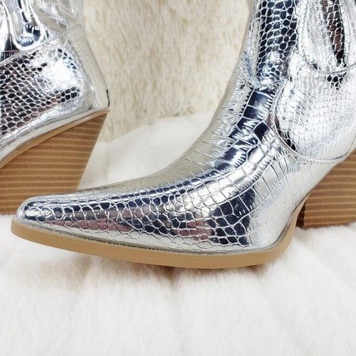 Size 6 Centura Silver Country Western thigh high Cowgirl Boots - Picture 4 of 12