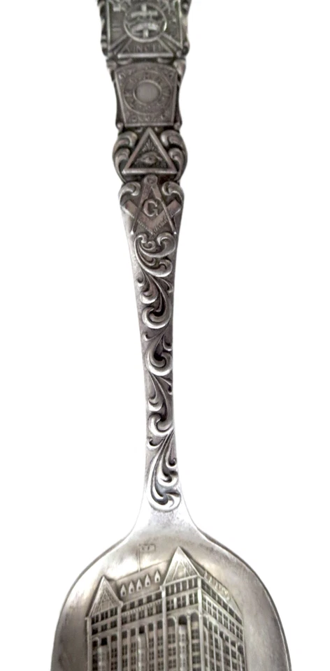 MASONIC TEMPLE Chicago Wallace cuchara esterlina ANTIGUA - Nueva Foto 4 de 4