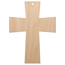 Cross Angled Christian Church Religion Unfinished Wood Christmas Tree Ornament
