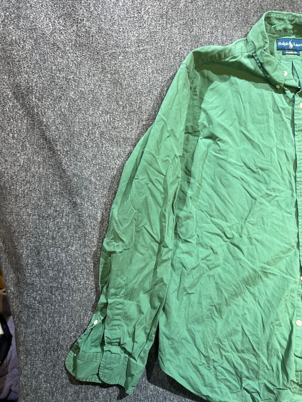 Camicia uomo verde vestibilità classica manica lunga logo pony abbottonata taglia XL