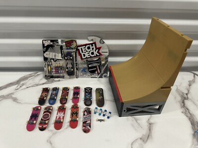 Vintage Tech Deck Lot With Ramp And Sealed New Decks