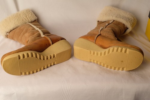 Stivali shearling platform anni 70 zeppa misura 7,5 Morgan Quinn vintage Apres Ski Sherpa - Foto 13 di 22