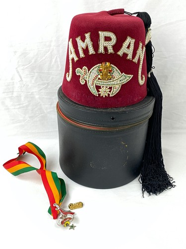 Vintage AMRAN Shriners Jeweled Fez Hat 