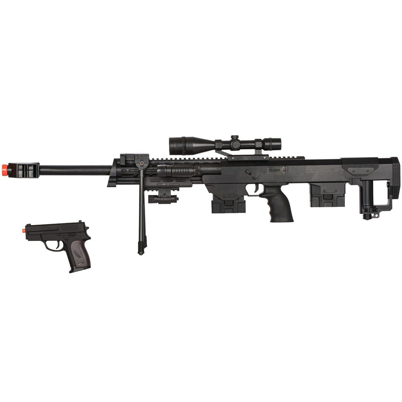 Airsoft 50 Cal Bolt Action Spring Sniper Rifle Gun W Pistol Sidearm 6mm s Ebay