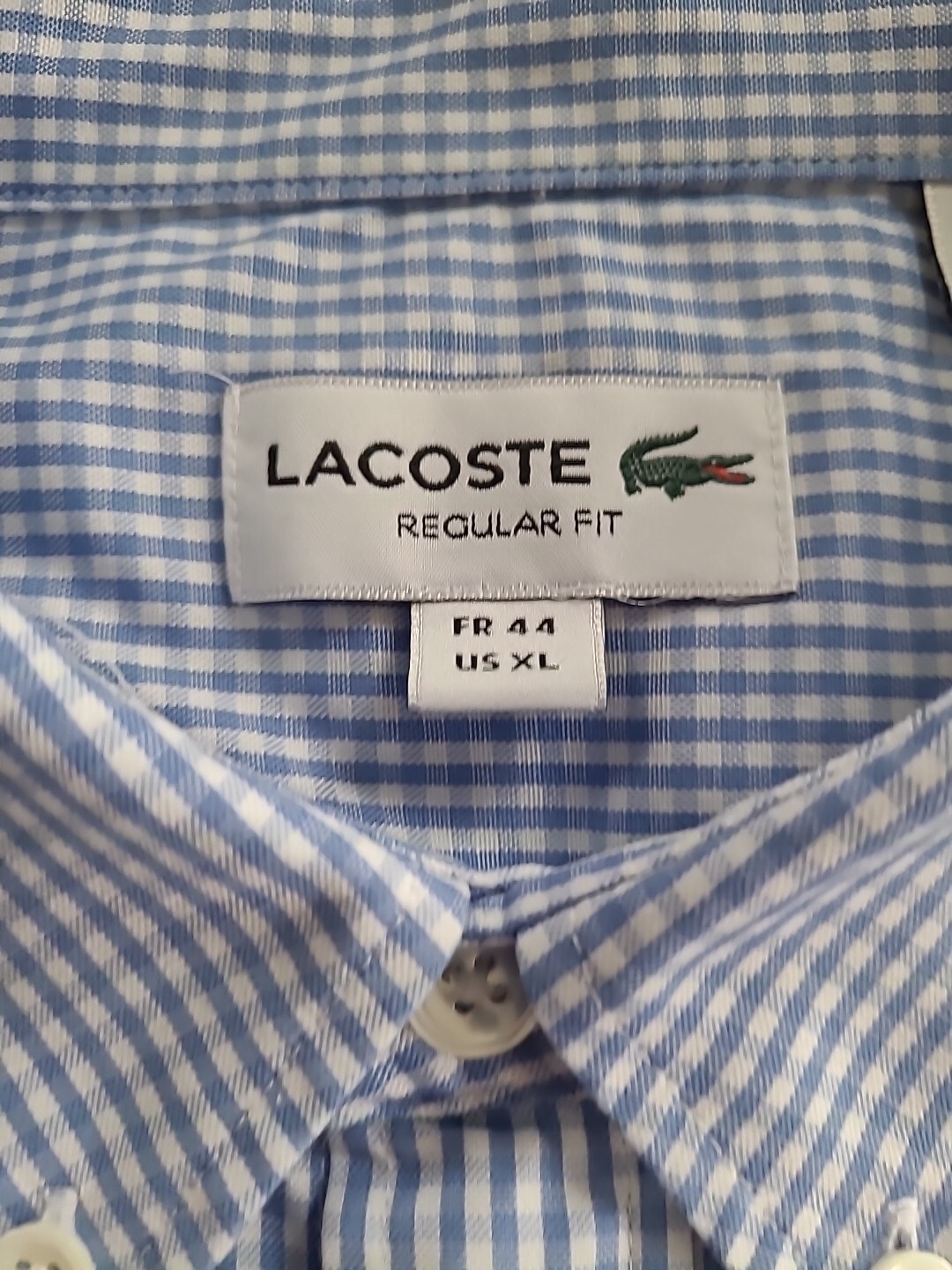Lacoste Gingham Button Down Blue White Check XL R… - image 2