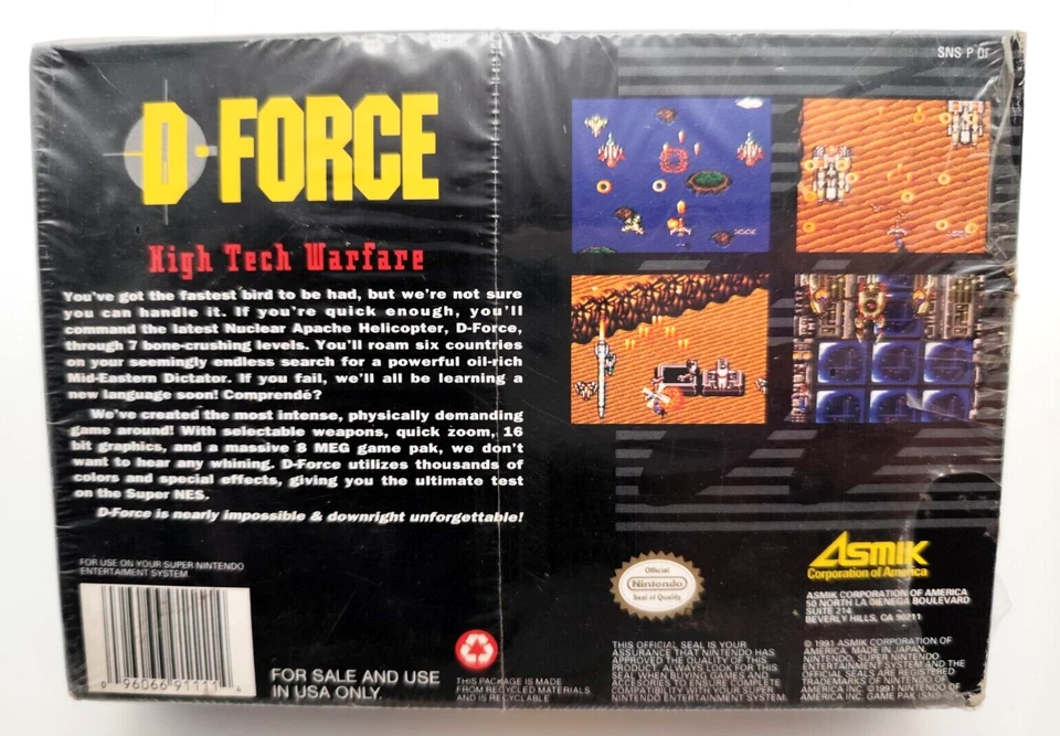 D-Force (Super Nintendo SNES, 1991) BRAND NEW Factory Sealed H-Seam! Tears NTSC - Image 2 of 4
