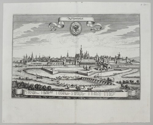 SCHWEINFURT - Gesamtansicht - Merian - Kupferstich um 1645 - Picture 2 of 2