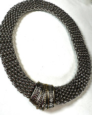 Collana vintage maglia pantera larga verde ciondolo chiave chiusura magnetica anni 90 18 pollici