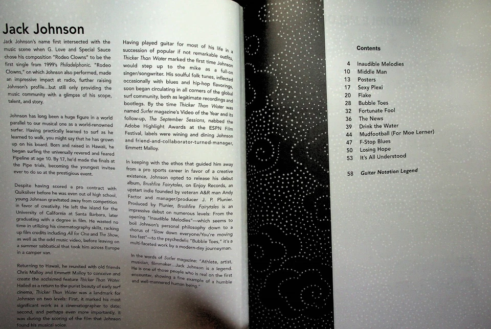 Jack Johnson Brushfire Fairytales Piano Vocal Guitar Tab Sheet Music Book - Image 2 of 4