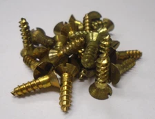 Vintage Brass Flat Head Wood Screws 8 x 5/8 " New Old Stock Lot of 22  #1884