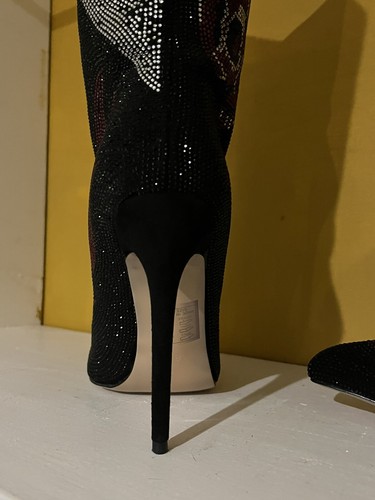 Strass High Heel Halloween Stiefel 8,5M Schädel kantig - Bild 10 von 10