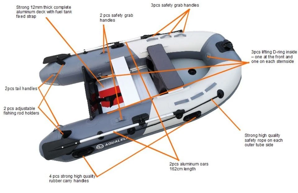 Schlauchboot Ruderboot AQUALELA 280 Alu Boden Paddelboot Gummiboot grau RIB - Bild 2 von 4