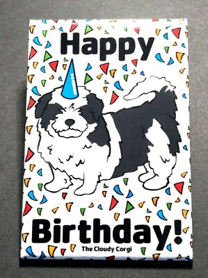 Shih Tzu Dog Happy Birthday Magnet Confetti Celebration Gifts and Home Decor