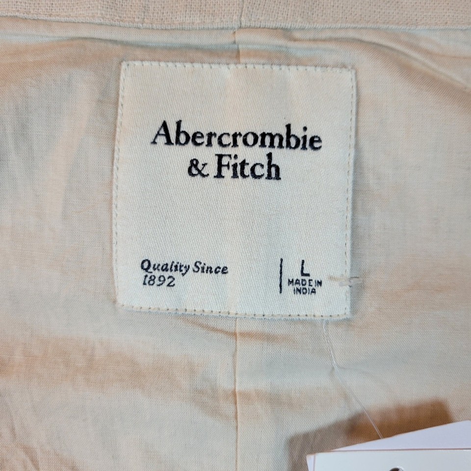 Abercrombie & Fitch Linen Mini Dress Large Beige Button Front