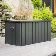 160 Gallon Deck Box Lockable Resin Outdoor Patio Storage Box Bin Waterproof