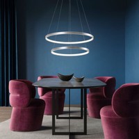 Pendelleuchte Esszimmerlampe HäNgeleuchte Silber Opal Led HöHenverstellbar Ringe
