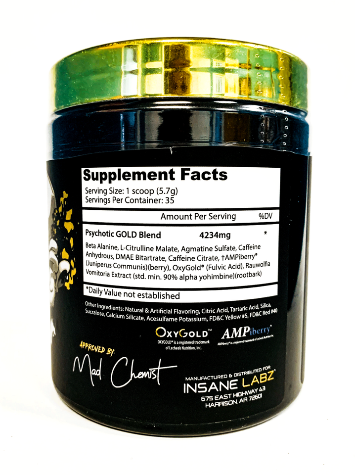 INSANE LABZ PSYCHOTIC GOLD HIGH STIM PRE WORKOUT 35 SERVINGS