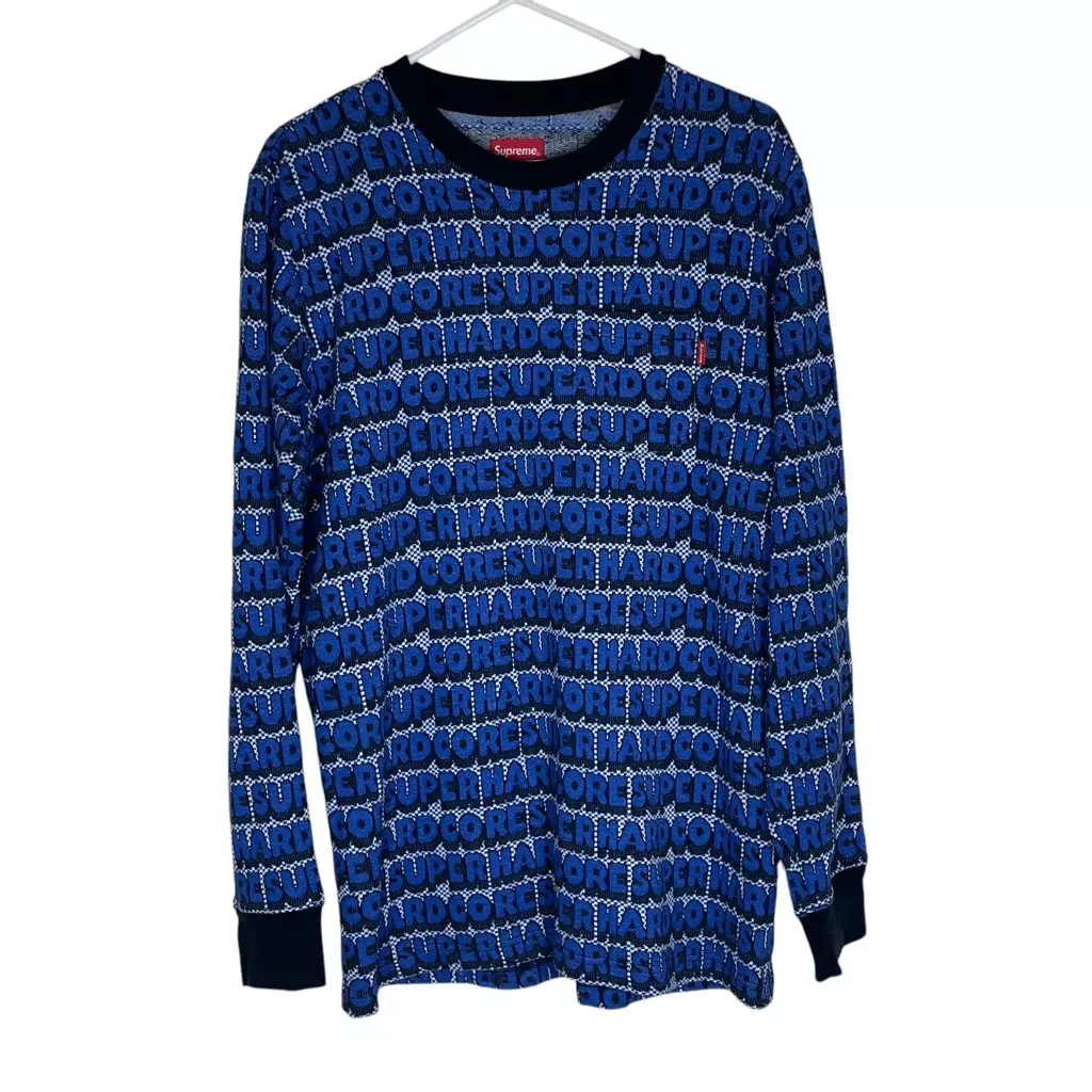 Chemise manches longues jacquard Supreme Super Hardcore bleue homme taille M