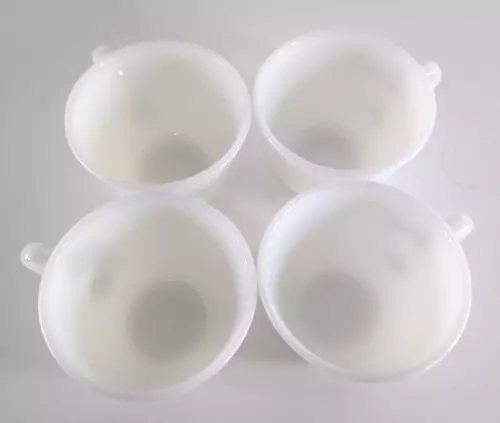 Vintage Pyrex Milk Glass Coffee Tea Cups Solid White Demitasse Retro Cafe 4