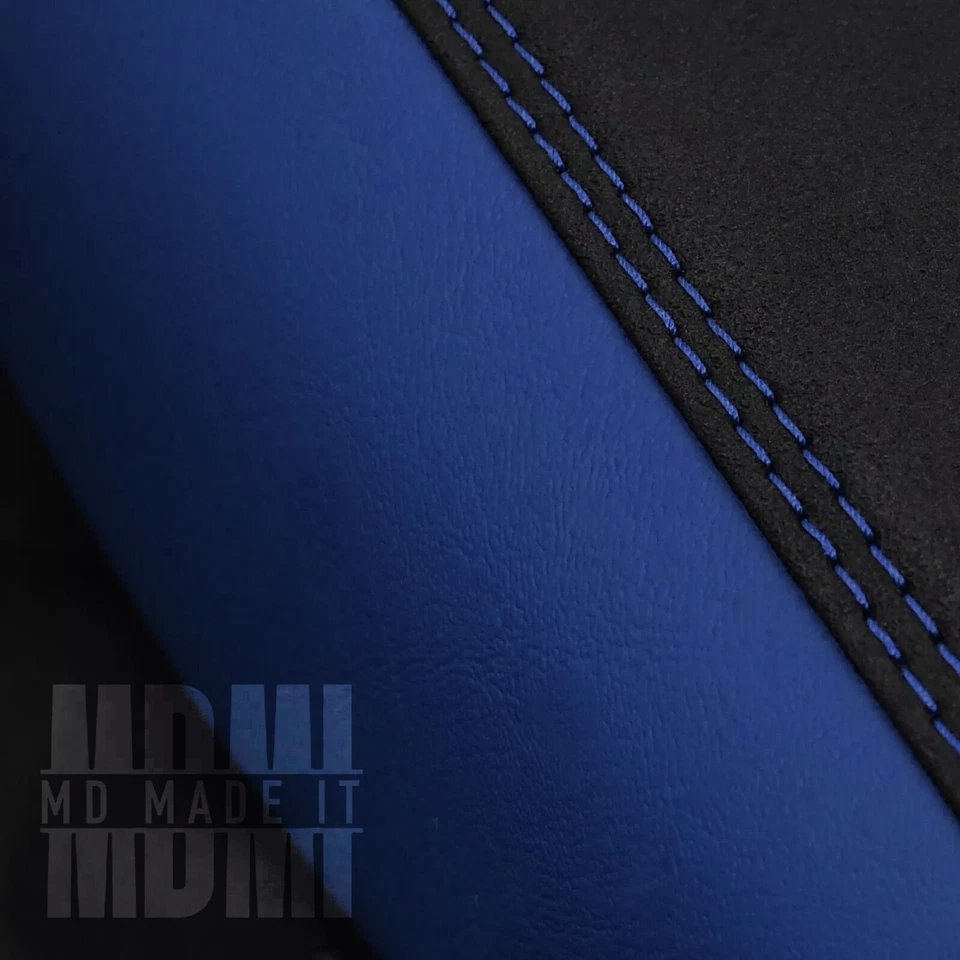 JUEGO FUNDA ASIENTO VINILO AGARRE PERSONALIZADO YAMAHA FZR 400 1WG DELANTERO TRASERO NEGRO Y AZUL Foto 4 de 4