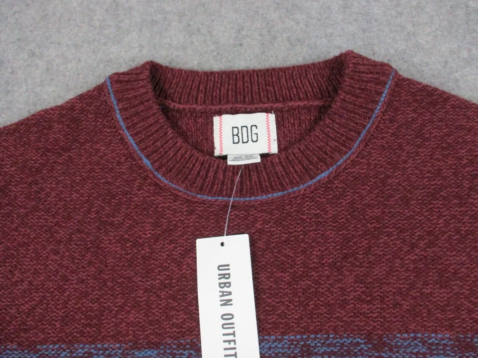 NUEVO BDG Suéter Mujer Extra Pequeño Rojo Naranja Rayas Grueso Tejido Sudadera Foto 2 de 4