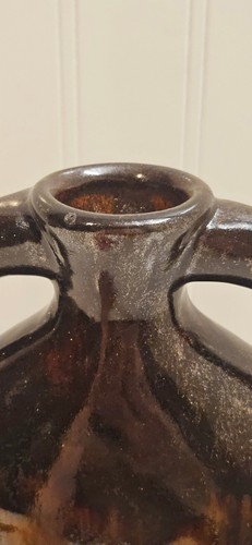 Vintage Drip Glaze Amphora Handled 11" Pottery Vase - Picture 3 of 9