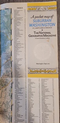 VTG 1948 National Geographic Central & Suburban Washington DC Fold-Out Map