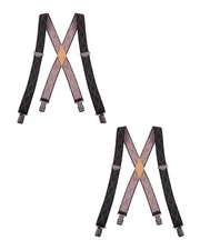 Buyless Fashion 2 pack Suspender Men 48" Adjustable Straps 1 1/4" - X Black Clip