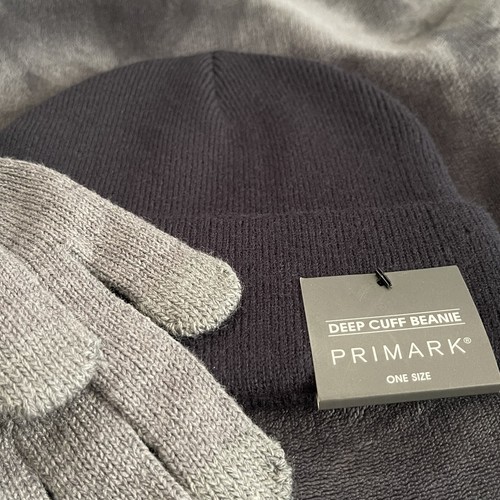 GEORGE Knit Touch Gloves & PRIMARK Deep Cuff Beanie, Gray/Black Warms Gloves/Hat - Picture 3 of 7