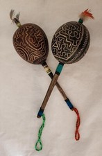 two 2 big Peruvian Amazon Butterfly Shaker  Shamanic Rattle