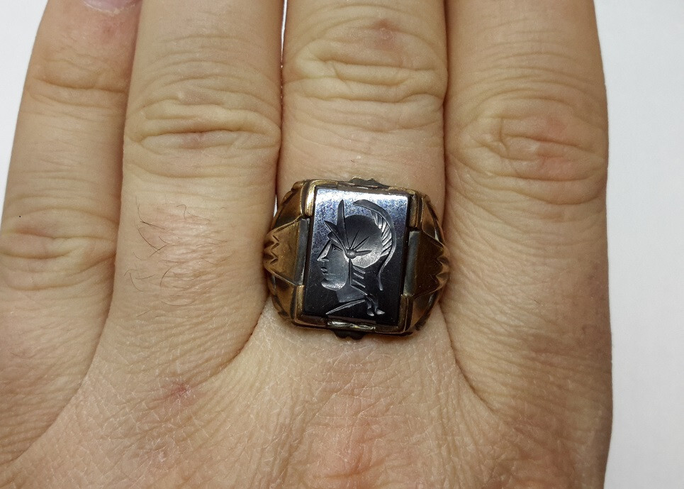 Hematite Roman Roman Soldier Ring 10k Hematite Intaglio Roman