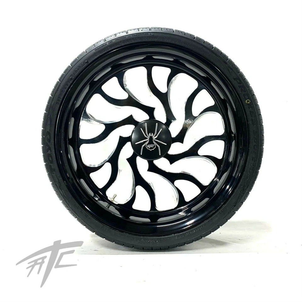 20" BLACK CONTRAST CUT HELLIAN WHEELS & TIRES (3) 2015-2020 CAN-AM SPYDER F3 - Image 2 of 4