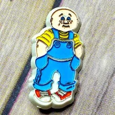 Vintage Cabbage Patch Pin Brooch Plastic 1983 Kids Toys Little Boy Overalls