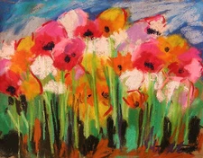 FLOWERS  Landscape ORIGINAL  Pastel Painting JMW art John Williams Expressionism
