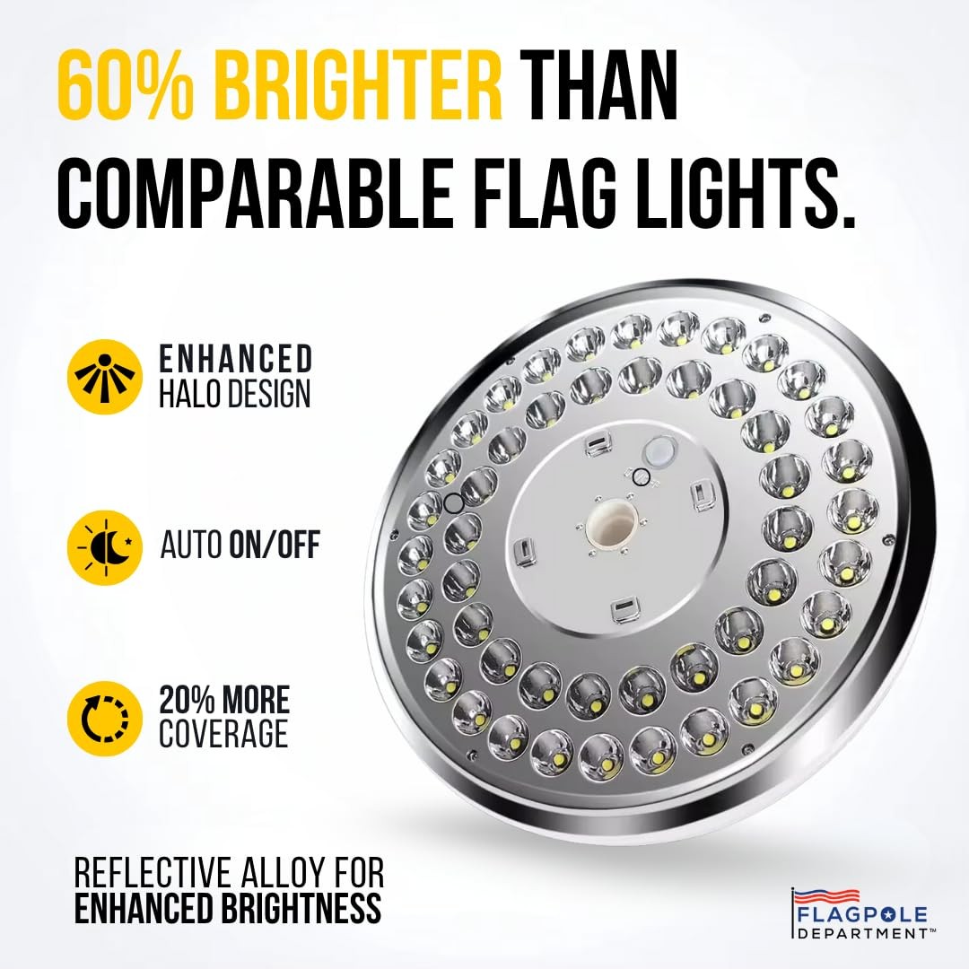 Solar Flag Pole Light - 48 LEDs, 14-Hour Runtime, Waterproof, Auto ON/OFF