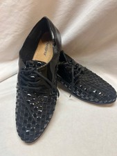 Trotters Womens Lizzie Oxfords Weave Black Patent Leather Size 9