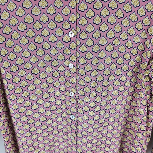 Camisa Oxford Mujer Mujer 8 Rosa Amarillo Estampado de Pala Ligera Mezcla Viscosa - Imagen 4 de 8