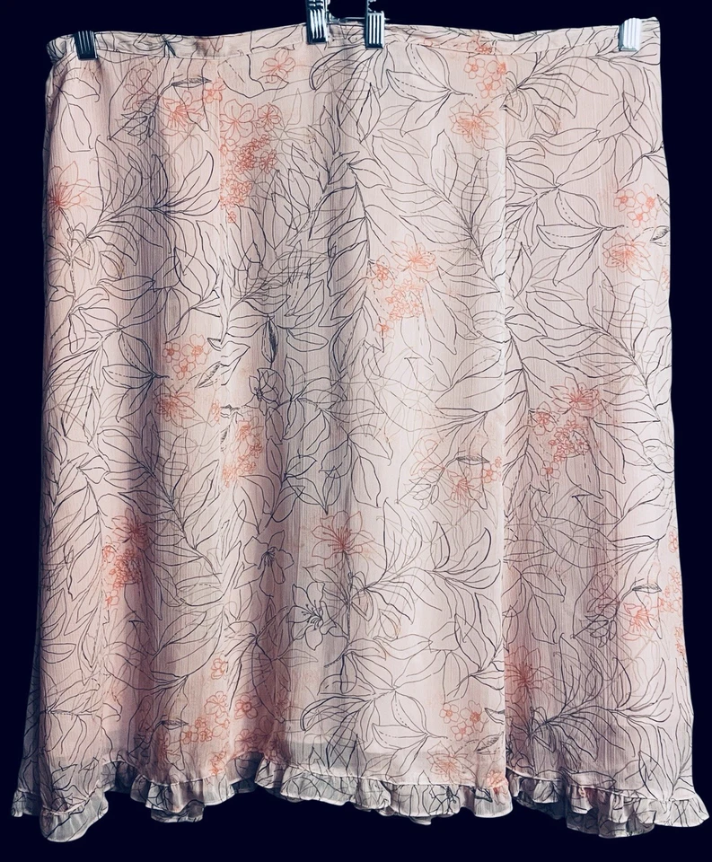 Falda floral rosa para mujer Sag Harbor talla 24W, volantes forrados clásica poeta romántico Foto 2 de 4