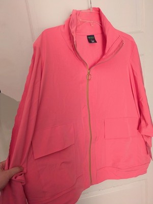 TEK GEAR Women s Sz 3X Full-Zip Cargo Jacket Pink Notion NWT Pockets Collar