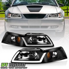 For 1999-2004 Ford Mustang Led Tube Black Headlights Headlamps Pair Leftright For 1999-2004 Ford Mustang Led Tube Black Headlights Headlamps Pair Leftright