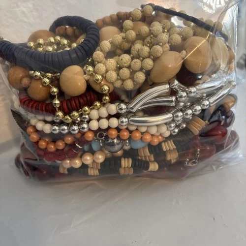 Vintage Costume Jewelry Mystery Bag Treasure Hunt All Necklaces , Over 2lbs