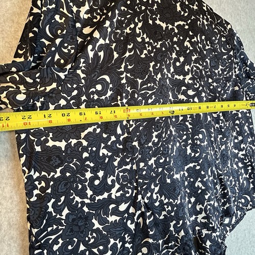 Talbots Blue Floral Wrap Blouse Shirt Long Sleeve Side Tie Career Petite 14W - Picture 11 of 13