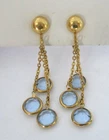 Vintage Dangling Bezel-Set Sky-Blue Rhinestone Earrings