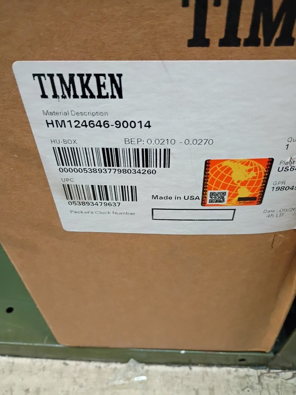 TIMKEN HM124646-90014 Tapered Roller Bearing Full Assembly NEW