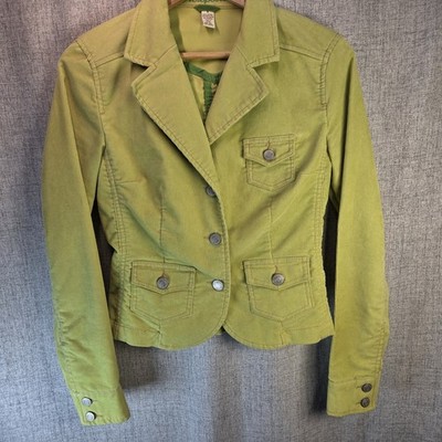 Aeropostale Y2K Lime Green Jacket Corduroy Womens Blazer Collar Notch Hipster