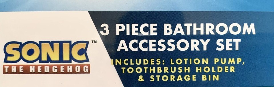 NEW Sonic 3pc Bathroom Accessory Set with Toothbrush Cup, Soap Pump, Storage Bin